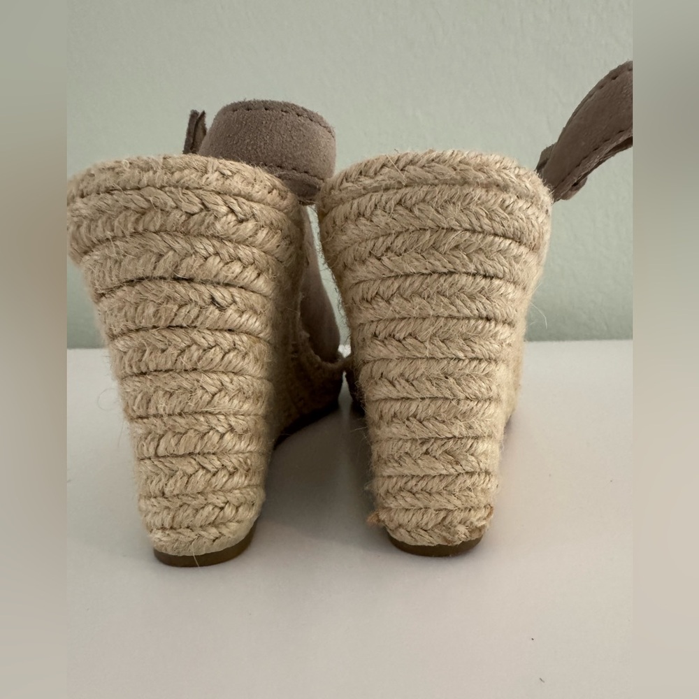 Toms Monica Suede Desert Taupe Espadrille Wedges - Picture 2 of 8